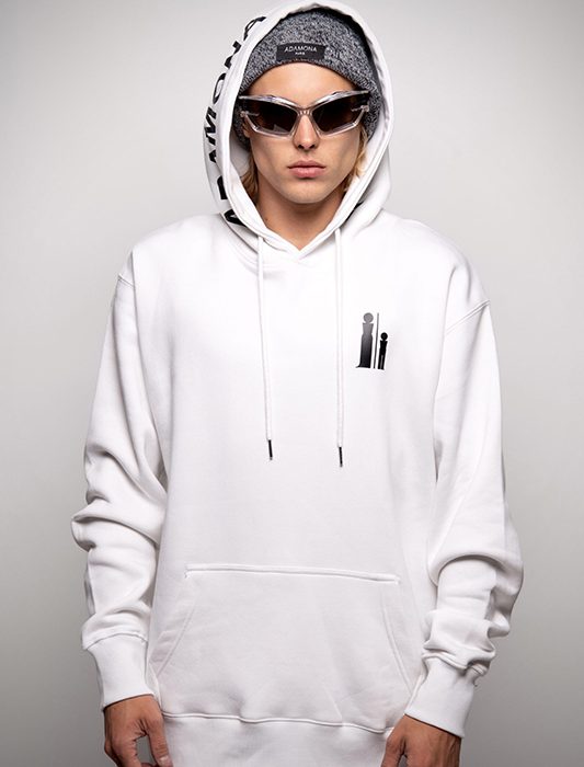 ADAMONA PARIS- RUE DE LA BARRIERE-BLANCHE - Hoodie Unisexe Blanc Logo
